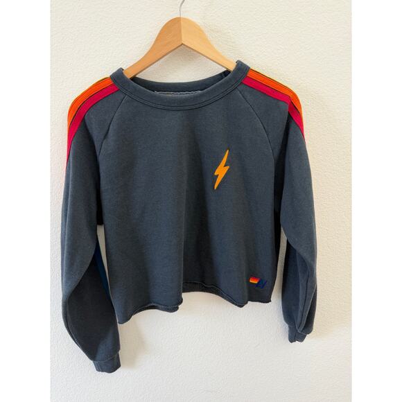 Aviator Nation Bolt Embroidery Cropped Classic Sweatshirt Size M - Picture 4 of 8